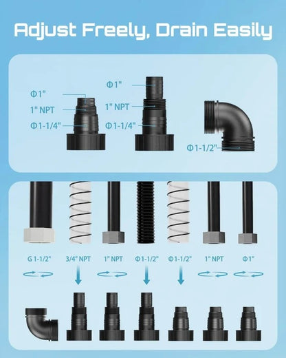 Wristora water pump hose adapter fittings for different hose sizes